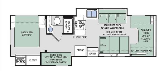2018 THOR FOURWINDS 30D*17, , floor-plans-day image number 0